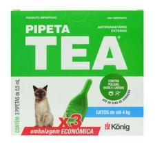 Anti Pulgas Pipeta Tea Para Gatos Até 4kg kit com 3 UN - KONIG