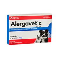 Antialérgico Alergovet 0,7 Mg Coveli para Cães e Gatos 10 Comprimidos