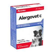 Antialérgico Alergovet C Para Cães e Gatos até 15kg 0,7 mg 10 comprimidos
