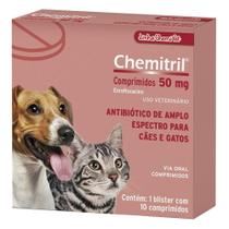 Antibiótico Chemitril 50mg - Embalagem com 10 Comprimidos - Chemitec