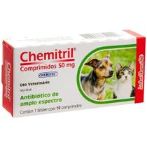 Antibiótico Chemitril 50mg - Embalagem com 10 Comprimidos - Chemitec