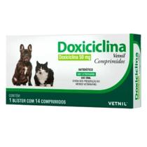 Antibiótico Doxiciclina para Cães e Gatos com 14 Comprimidos de 50 mg