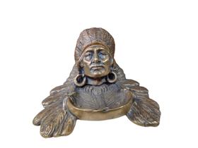Antiga Tinteiro Em Bronze Busto Cabeça De Índio - R 11763 Antiga Tinteiro Em Bronze Busto Cabeça De Índio - R 11763