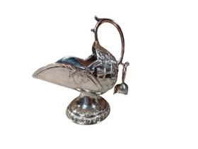 Antigo Açucareiro Em Metal Prateado Com Colher - R 11688 Antigo Açucareiro Em Metal Prateado Com Colher - R 11688