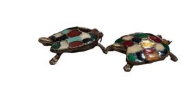 Antigo Pequeno Par De Tartarugas Em Bronze - R 10744 Antigo Pequeno Par De Tartarugas Em Bronze - R 10744