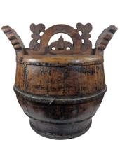 Antigo Recipiente Em Madeira Oriental Chines - R 10784