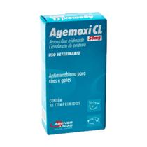 Antimicrobiano Agemoxi CL 50mg Cães e Gatos 10 comprimidos ORIGINAL