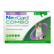 Antiparasitário Nexgard Combo Antipulgas, Sarnas e Vermes para Gatos de até 2,5kg Com 3 Pipetas