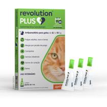 Antiparasitário Zoetis Revolution Plus 1ml para Gatos de 5,1 Kg a 10 Kg - Embalagem com 3 Pipetas