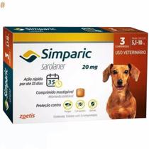 Antipulga e Carrapato Simparic 20Mg 5,1 A 10Kg Com 3 Comprimidos