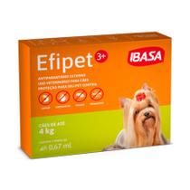 Antipulga e Carrapatos Efipet 3+ 0,67mL para Cães de Até 4 kg