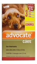 Antipulgas Advocate Cães 10kg A 25kg 2,5ml Combo 3 Pipetas