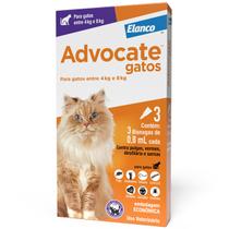 Antipulgas Advocate Elanco para Gatos de 4kg até 8kg 3 Bisnagas de 0,8ml Antipulgas Advocate Elanco para Gatos de 4kg até 8kg 3 Bisnagas de 0,8ml