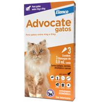 Antipulgas Advocate Elanco para Gatos de 4kg até 8kg 3 Bisnagas de 0,8ml