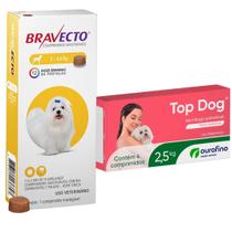 Antipulgas Bravecto 2 a 4,5 kg para Cães + Vermífugo Top Dog Cães 2,5kg com 4 comprimidos