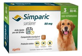 Antipulgas Cães Simparic 80Mg 20-40Kg 3 Comprimidos Verde-Cl Antipulgas Cães Simparic 80Mg 20-40Kg 3 Comprimidos Verde-Cl