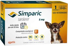 Antipulgas, Carrapatos e Sarnas Simparic para Cães de 1,3 a 2,5 kg 1 Comprimido