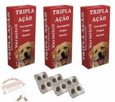 Antipulgas, Carrapatos e Sarnas - Tripla Ação - 12 Comprimidos para Cães de até 15kg - Vermitril