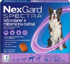 Antipulgas, Carrapatos e Vermífugo NexGard Spectra para Cães de 15,1 a 30 kg 1 Tablete