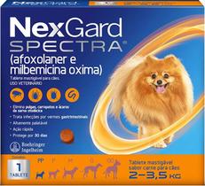 Antipulgas, Carrapatos e Vermífugo NexGard Spectra para Cães de 2 a 3,5 kg 1 Tablete Antipulgas, Carrapatos e Vermífugo NexGard Spectra para Cães de 2 a 3,5 kg 1 Tablete