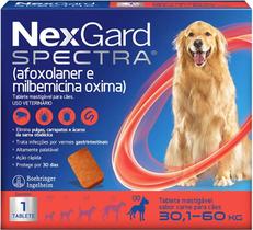 Antipulgas, Carrapatos e Vermífugo NexGard Spectra para Cães de 30,1 a 60 kg 1 Tablete Antipulgas, Carrapatos e Vermífugo NexGard Spectra para Cães de 30,1 a 60 kg 1 Tablete