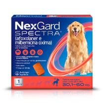 Antipulgas, Carrapatos e Vermifugo NexGard Spectra para Cães de 30,1 a 60kg - 1 Tablete