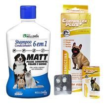 Antipulgas e Anticarrapatos 48 Comprimidos Plus para Cachorros de até 15kg + Shampoo e Condicionador Matt 6 em 1 Pet