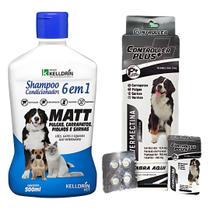 Antipulgas e Anticarrapatos 48 Comprimidos Plus para Cachorros Grandes de 40-60kg + Shampoo e Condicionador Matt 6 em 1 Pet