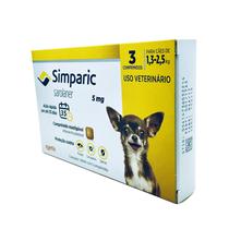 Antipulgas e Carrapaticida Simparic Zoetis 5mg Cães de 1,3 a 2,5kg 3 Comprimidos
