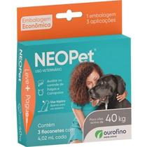 Antipulgas e Carrapatos Neopet 4,02ml - Ourofino - Proteção Eficaz para Cães Acima de 40kg