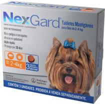 Antipulgas e Carrapatos NexGard 11,3 mg para Cães de 2 a 4 Kg Caixa Com 3 Tabletes - NEXGARD Antipulgas e Carrapatos NexGard 11,3 mg para Cães de 2 a 4 Kg Caixa Com 3 Tabletes - NEXGARD