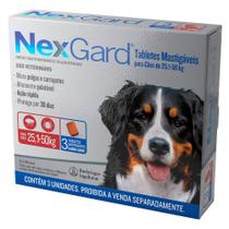 Antipulgas e Carrapatos NexGard 136 mg para Cães de 25,1 a 50 Kg - 3 Tabletes