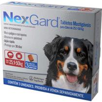 Antipulgas e Carrapatos NexGard 136 mg para Cães de 25,1 a 50 Kg - 3 tabletes