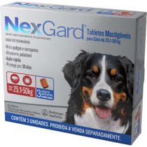 Antipulgas e Carrapatos NexGard 136 mg para Cães de 25,1 a 50 Kg Caixa Com 3 Tabletes