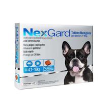 Antipulgas e Carrapatos NexGard 28,3 mg com 3 tabletes para Cães de 4,1 a 10 Kg