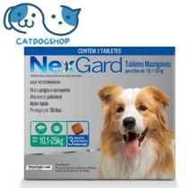 Antipulgas e Carrapatos NexGard p/ Cães de 10,1 a 25kg - 3UN Tabletes Mastigáveis