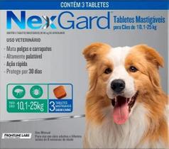 Antipulgas e Carrapatos NexGard para Cães de 10,1 a 25kg 3 comprimidos