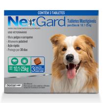 Antipulgas e Carrapatos NexGard para Cães de 10,1 kg a 25 kg com 3 Tabletes