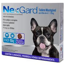 Antipulgas E Carrapatos Nexgard Para Caes De 4 a 10Kg Com 3 Tabletes