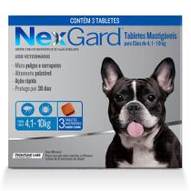 Antipulgas e Carrapatos NexGard para Cães de 4 kg a 10,1 kg com 3 Tabletes