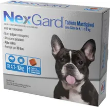 Antipulgas e Carrapatos NexGard para Cães de 4,1 a 10 kg 1 Tablete Antipulgas e Carrapatos NexGard para Cães de 4,1 a 10 kg 1 Tablete