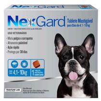Antipulgas e Carrapatos NexGard para Cães de 4,1 a 10kg - 1 tablete