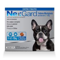 Antipulgas e Carrapatos NexGard para Cães de 4,1 a 10kg - 3 Unidades