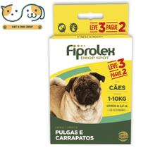 Antipulgas e Carrapatos Para Cães de 1 a 10kg Fiprolex Drop Spot Leve 3 pague 2