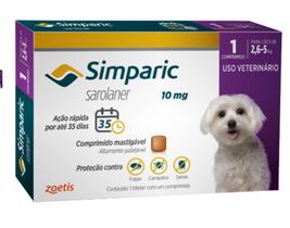 Antipulgas e Carrapatos Simparic 10 mg para Cães de 2,6 - 5 Kg