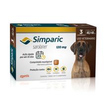 Antipulgas e Carrapatos Simparic 120 mg para Cães de 40,1 a 60 kg com 3 Comprimidos