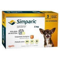 Antipulgas e Carrapatos Simparic Para Cães de 1,3 a 2,5Kg 5mg Com 3 Comprimidos