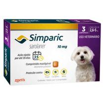 Antipulgas e Carrapatos Simparic Para Cães de 2,6 a 5Kg 10mg Com 3 Comprimidos