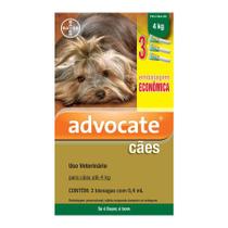 Antipulgas Econômico Advocate para Cães de até 4kg 0,4ml - 3 Bisnagas