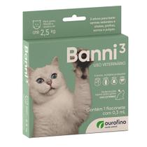 Antipulgas Ourofino Banni 3 para Gatos até 2,5Kg - 0,3 mL - Ouro Fino Pet